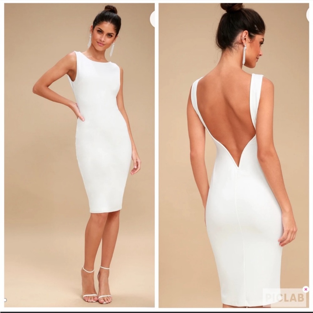 NWT Lulu’s white midi backless dress size S